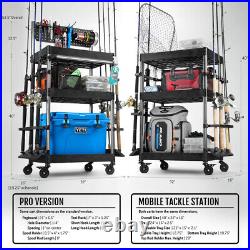 Savior Equipment Mobile Tackle Station Pro 16 Fishing Rod Holder Cart withWheels