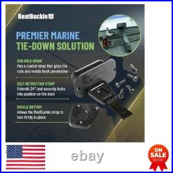Self-Retracting Fishing Rod Holder 24 Inch Retractable Strap for Boat Deck Mount