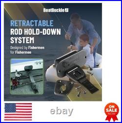 Self-Retracting Fishing Rod Holder 24 Inch Retractable Strap for Boat Deck Mount