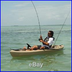 Sit On Top Kayak With Paddle 120 Tan Adjustable Padded Seat Fishing Rod Holders