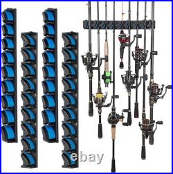 Space-Saving Vertical Fishing Rod Rack Wall Mounted, 4-Pack Store 36 Rods