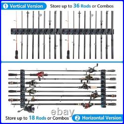 Space-Saving Vertical Fishing Rod Rack Wall Mounted, 4-Pack Store 36 Rods