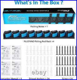 Space-Saving Vertical Fishing Rod Rack Wall Mounted, 4-Pack Store 36 Rods