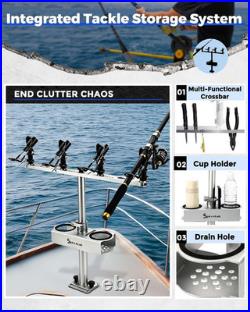 Spider Fishing Rod Holders for Boat, Aluminum Crappie Fishing Pole Mount, Adjust