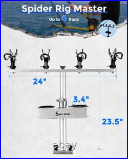 Spider Fishing Rod Holders for Boat, Aluminum Crappie Fishing Pole Mount, Adjust