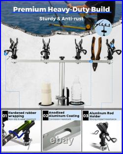 Spider Fishing Rod Holders for Boat, Aluminum Crappie Fishing Pole Mount, Adjust