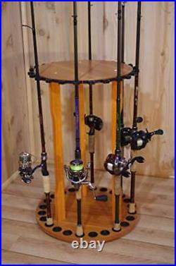 Spinning Round Rack Fishing Rod Holders Oak, 24