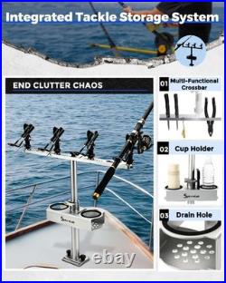 Spirrelab Spider Fishing Rod Holders for Boat Aluminum Crappie Large, Silver
