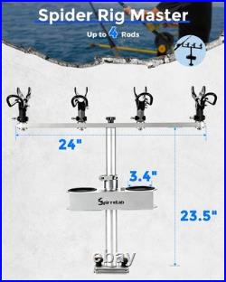 Spirrelab Spider Fishing Rod Holders for Boat Aluminum Crappie Large, Silver