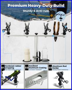 Spirrelab Spider Fishing Rod Holders for Boat Aluminum Crappie Large, Silver