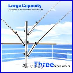 Stainless 3-Tube Trolling Adjustable Swivel Vertical Fishing Rod Holder