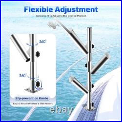 Stainless 3-Tube Trolling Adjustable Swivel Vertical Fishing Rod Holder