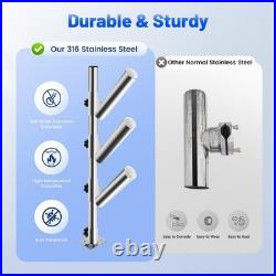 Stainless 3-Tube Trolling Adjustable Swivel Vertical Fishing Rod Holder