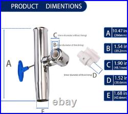 Stainless Clamp on Adjustable Fishing Rod Holder for Rails 1-1/2 to 1-3/4 4-P
