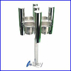 Stainless Collector 5 Rod Holders with 4 Cup Holders Cluster Fishing Rod Holder
