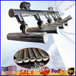 Stainless Steel 5 Rod Holder Fishing Console Boat T Top Rocket Launcher 2 Clamp