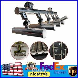 Stainless Steel 5 Rod Holder Fishing Console Boat T Top Rocket Launcher 2 Clamp