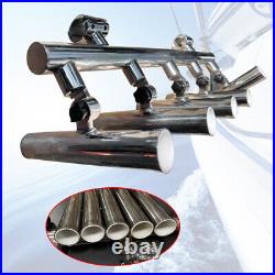 Stainless Steel 5 Rod Holder Fishing Console Boat T Top Rocket Launcher 2 Clamp