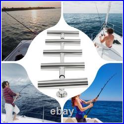 Stainless Steel 5 Tube Adjustable Fishing Rod Rack for Boat Marine Yacht RV