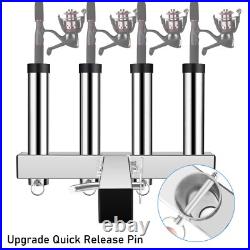 Stainless Steel Hitch Fishing Rod Holder GADFISH Hitch Mount Rod Holder 4 Lin