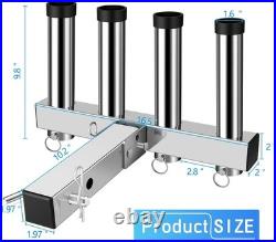 Stainless Steel Hitch Fishing Rod Holder, Hitch Mount Rod Holder, 4 Link Tube f Stainless Steel Hitch Fishing Rod Holder, Hitch Mount Rod Holder, 4 Link Tube f