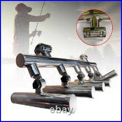 Stainless Steel T Top 5 Fishing Rod Holder Adjustable Rod 2Rail Clamp 35°