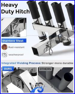 Stainless Steel Truck Hitch Fishing Rod Holder 6-10 Rod Capacity for 2 Receiver