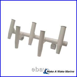 T Top 5 Rod Holder Fishing Console Boat T Top Rocket Launcher White Powdercoat