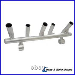 T Top 5 Rod Holder Fishing Console Boat T Top Rocket Launcher White Powdercoat