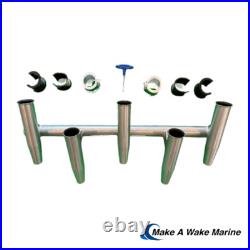 T Top 5 Rod Holder Fishing Console Boat T Top Rocket Launcher White Powdercoat