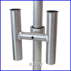 T-Top fishing Rod Holder Twin Aluminum clamp-on fit 1-1/2,1-7/8,2 inch hor