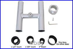 T-Top fishing Rod Holder Twin Aluminum clamp-on fit 1-1/2,1-7/8,2 inch hor