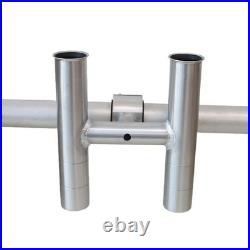 T-Top fishing Rod Holder Twin Aluminum clamp-on fit 1-1/2,1-7/8,2 inch hor