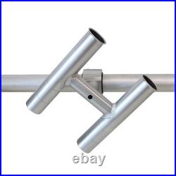 T-Top fishing Rod Holder Twin Aluminum clamp-on fit 1-1/2,1-7/8,2 inch hor