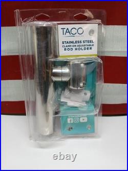 TACO Stainless Steel Clamp-On Adjustable Rod Holder Fits 7/8 & 1 O. D. Tubin