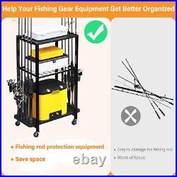 TC-HOMENY Fishing Rod Holder for Garage, Fishing Pole Rack Cart 10 Rod Fit All F