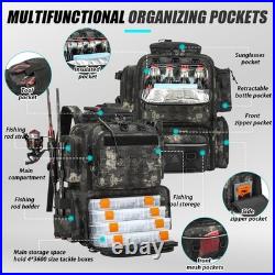 Tactical Fishing Backpack with 4 Tackle Boxes, Rod Holders & Bottle Holder