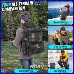Tactical Fishing Backpack with 4 Tackle Boxes, Rod Holders & Bottle Holder