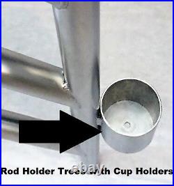 Triple Fixed Dipsy Rod Holder Tree with CUP HOLDER. Aluminum fishing rod holders