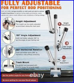 Triple Rod Tree for Boats, Heavy-Duty Marine-Grade Aluminum Rod Holder System