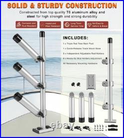 Triple Rod Tree for Boats, Heavy-Duty Marine-Grade Aluminum Rod Holder System
