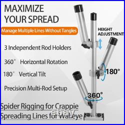 Triple Rod Tree for Boats, Heavy-Duty Marine-Grade Aluminum Rod Holder System, 3