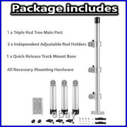 Triple Rod Tree for Boats, Heavy-Duty Marine-Grade Aluminum Rod Holder System, 3