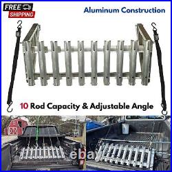 Truck Bed/Wall Mount Fishing Rod Rack Adjustable Angle Rod & Reel Holder Storage