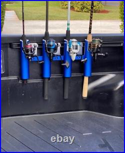 Tundra/Tacoma Bed Rail Fishing Blue Anodized 4-Rod/Pole Holder Mount USA Tundra/Tacoma Bed Rail Fishing Blue Anodized 4-Rod/Pole Holder Mount USA