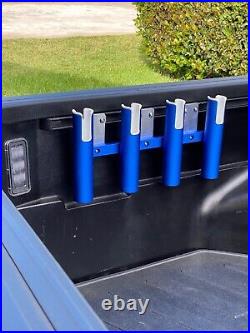 Tundra/Tacoma Bed Rail Fishing Blue Anodized 4-Rod/Pole Holder Mount USA Tundra/Tacoma Bed Rail Fishing Blue Anodized 4-Rod/Pole Holder Mount USA