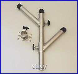 Twin Adjustable Rod Holder Tree with Base. Fishing boat accessories. Fits Track