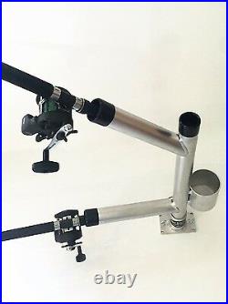 Twin Fixed Dispy Rod Holder Tree with CUP HOLDER. Aluminum Fishing Rod Holders