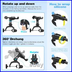 Upgraded Fishing Rod Holder with Button-Lock 360° Dual Rotation, Universal Silico