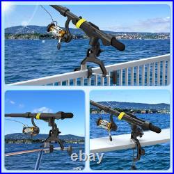 Upgraded Fishing Rod Holder with Button-Lock 360° Dual Rotation, Universal Silico